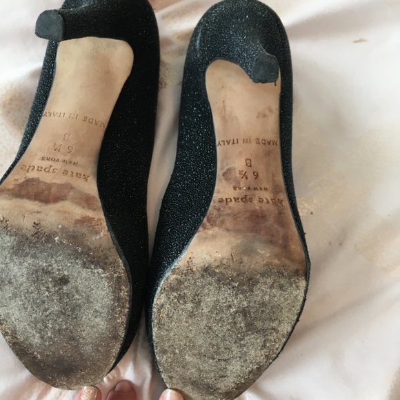 kate spade black glitter heels shoes size 6.5 *PLEASE READ* - Picture 9 of 15